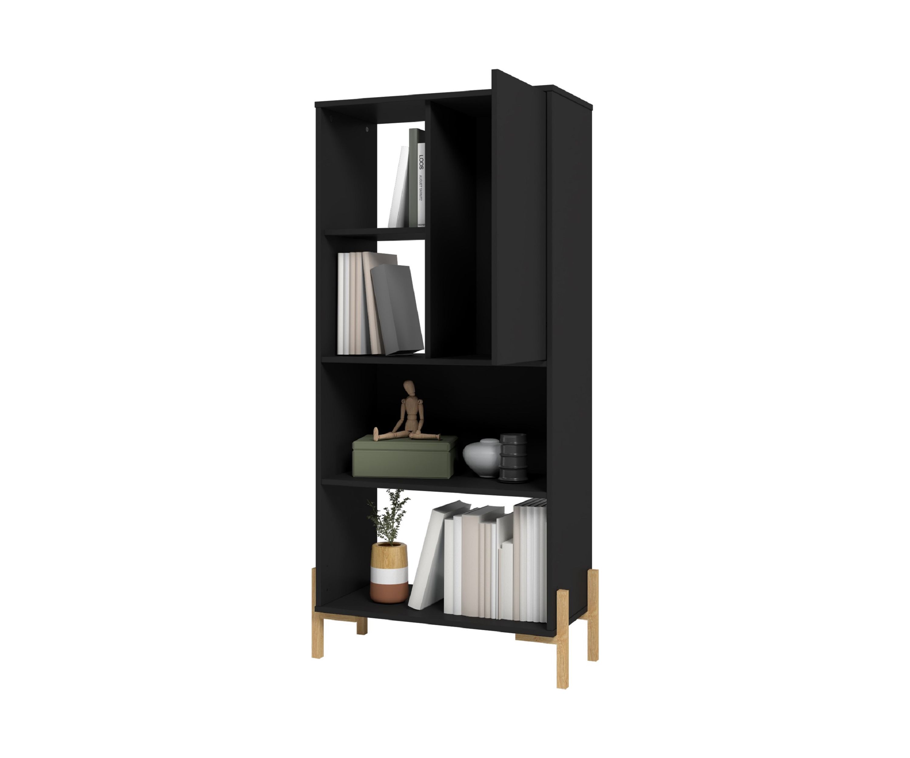 Bowery Bookcase in White and Oak