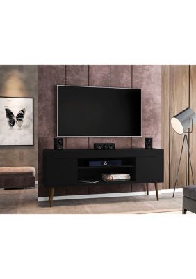 Manhattan Comfort Bradley 62.99" TV Stand in Rustic Brown and White