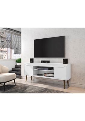 Manhattan Comfort Bradley 62.99" TV Stand in Rustic Brown and White