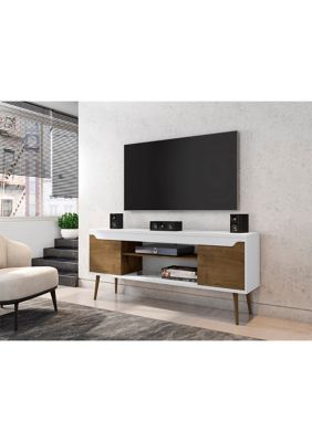 Manhattan Comfort Bradley 62.99" TV Stand in Rustic Brown and White