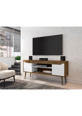 Manhattan Comfort Bradley 62.99" TV Stand in Rustic Brown and White