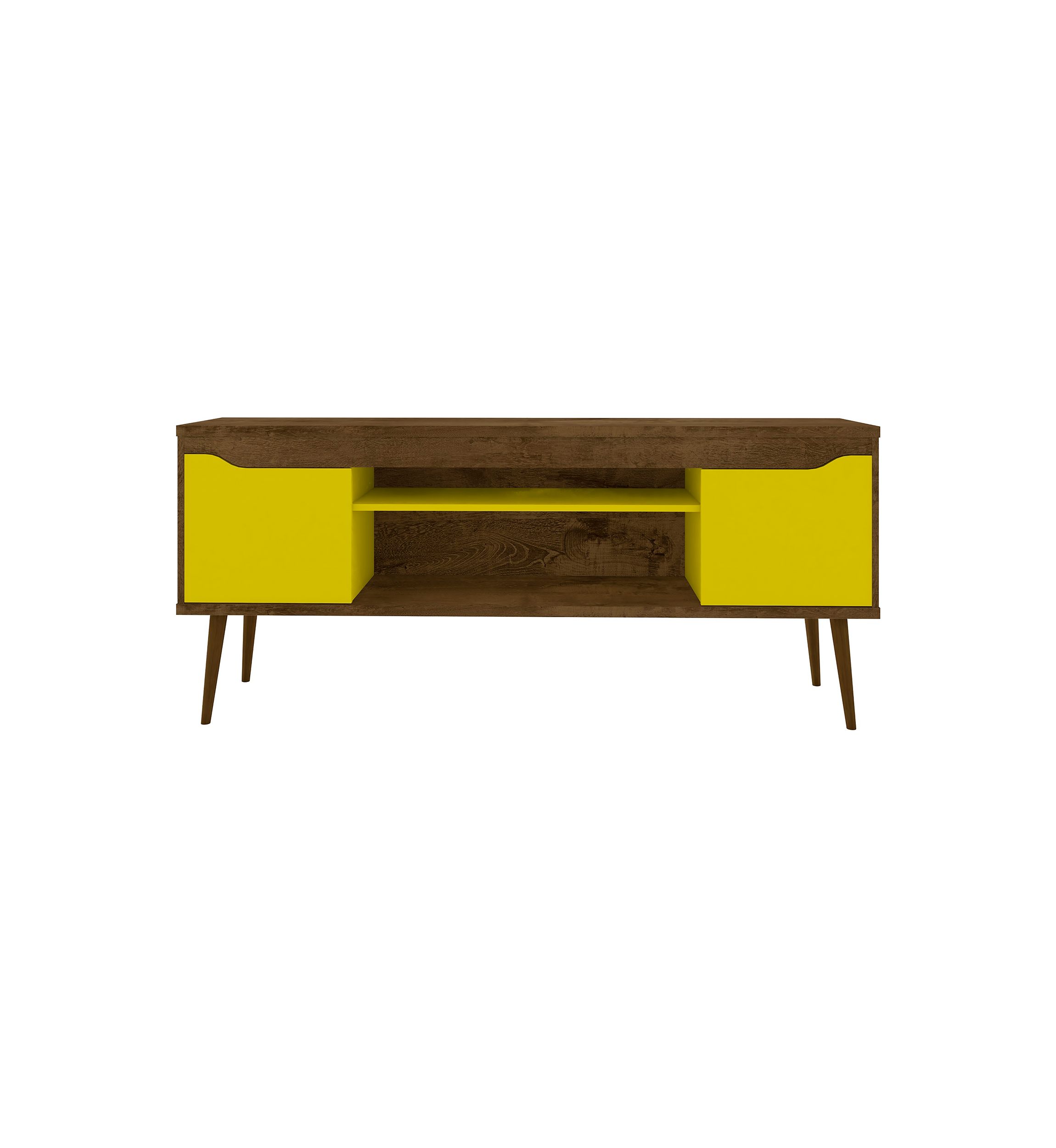 Bradley 62.99" TV Stand in Rustic Brown and White