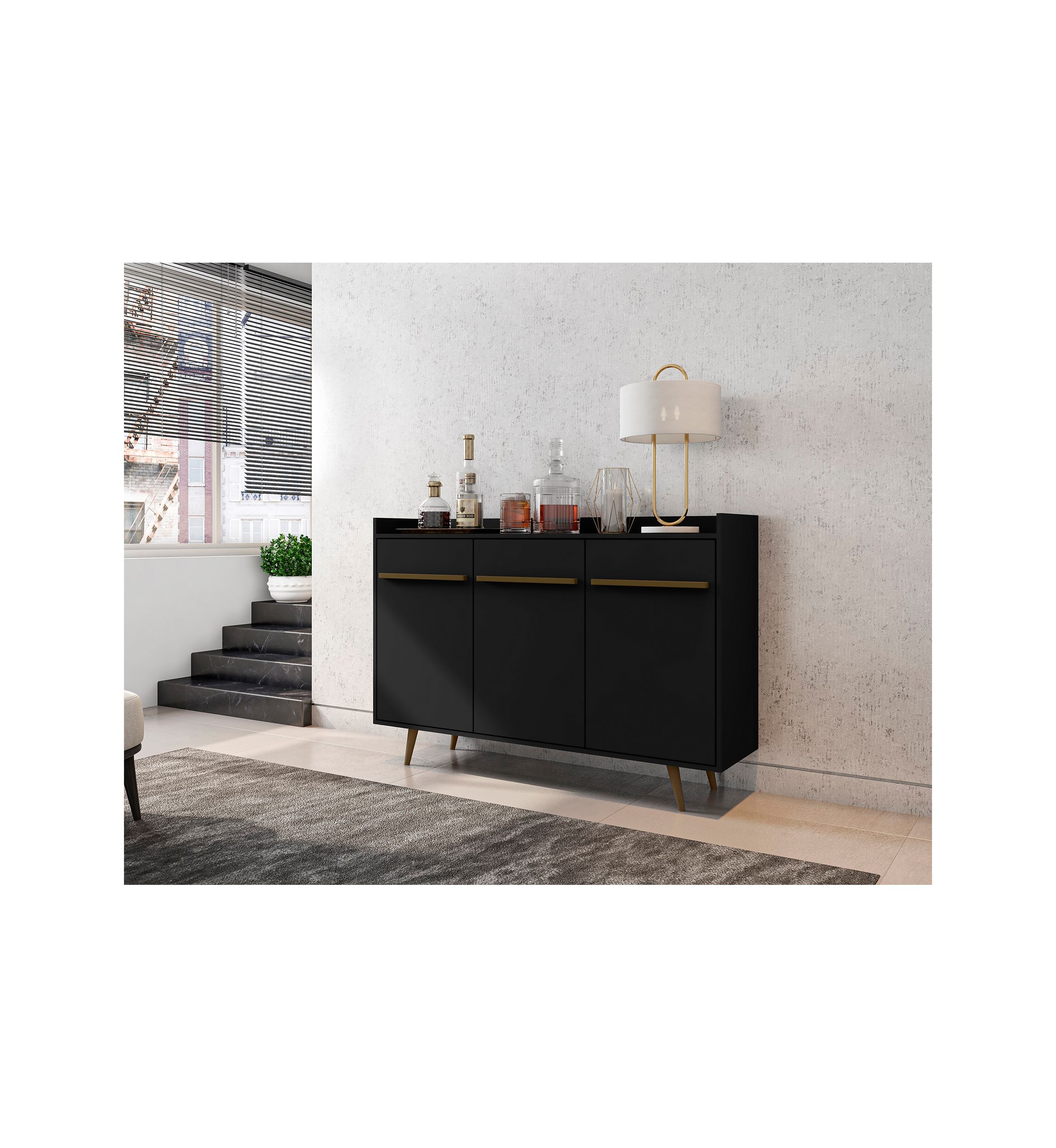 Bradley 53.54" Buffet Stand in Black