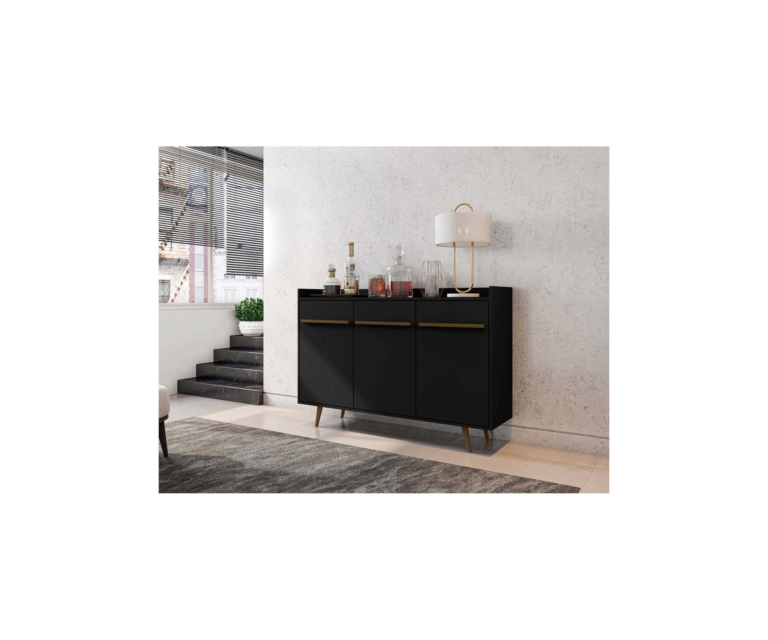 Bradley 53.54" Buffet Stand in Black