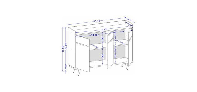 Bradley 53.54" Buffet Stand in Black