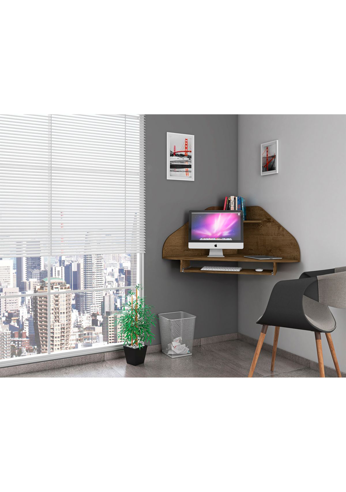 Bradley Floating Corner Desk in Black