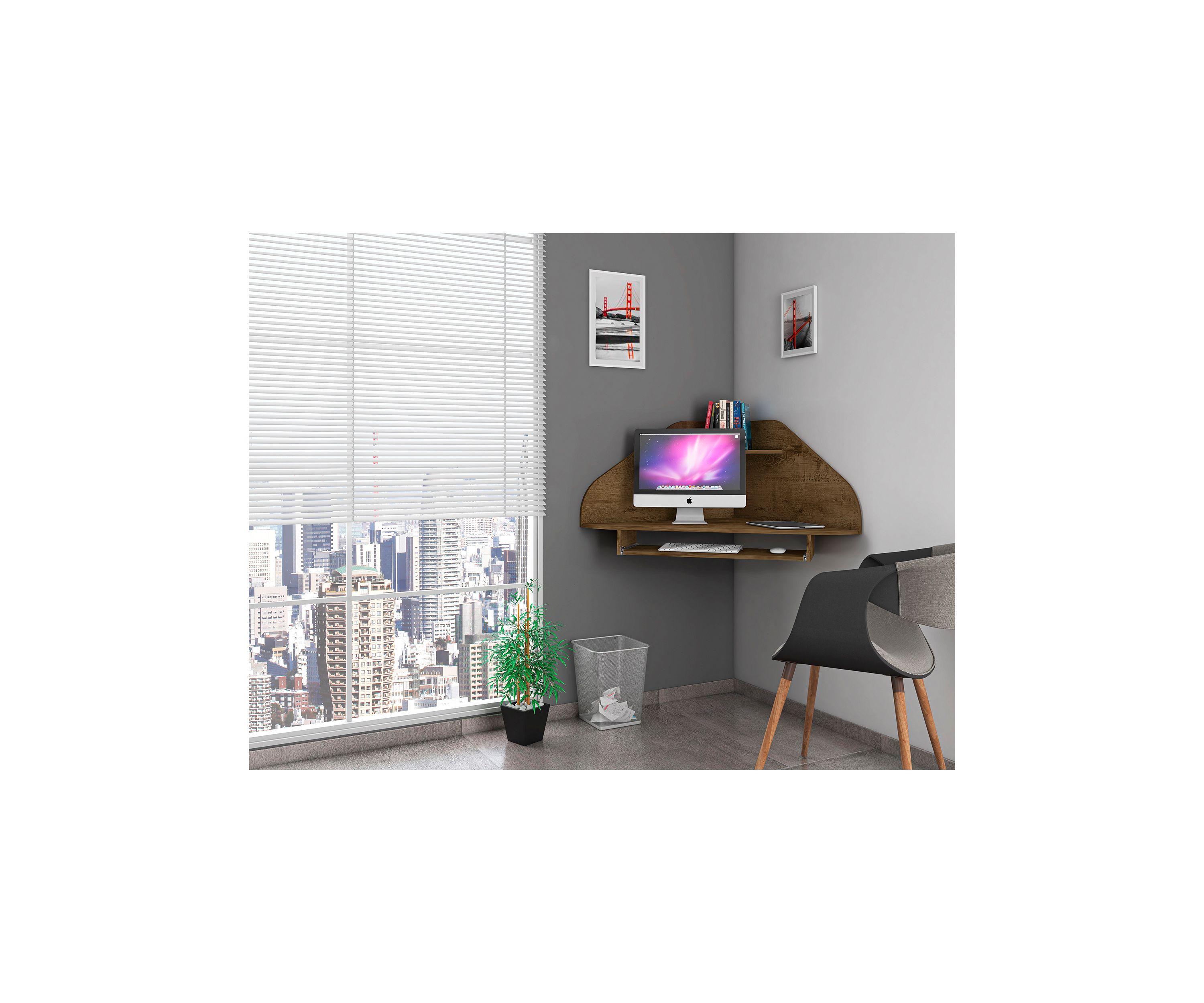 Bradley Floating Corner Desk in Black