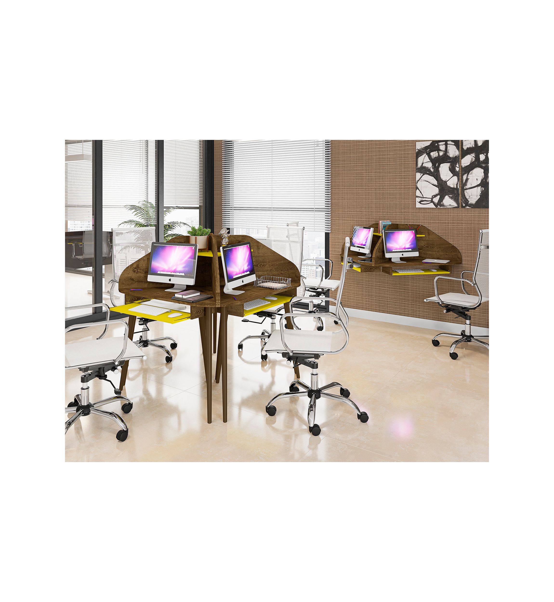 Bradley 4-Piece Round Sectional Cubicle Desk