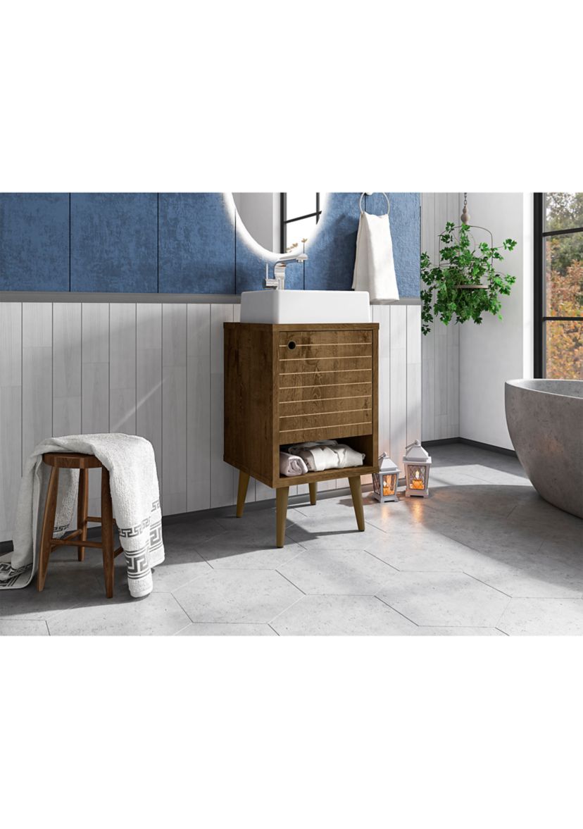 Liberty 17.71" Bathroom Vanity Sink in White and Rustic Brown