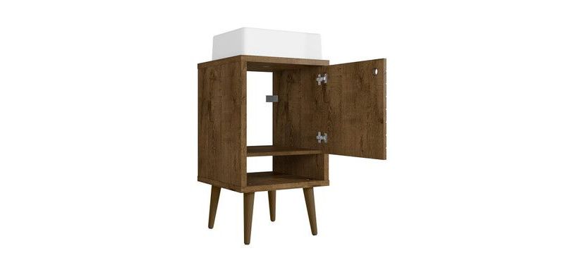 Liberty 17.71" Bathroom Vanity Sink in White and Rustic Brown