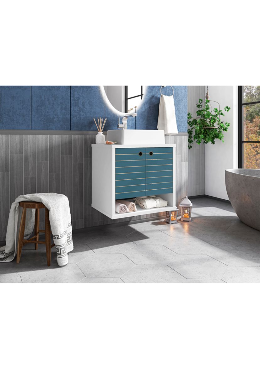 Liberty Floating 23.62" Bathroom Vanity Sink in Rustic Brown and White