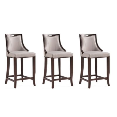 Manhattan Comfort Emperor Bar Stool -Set of 3, Grey