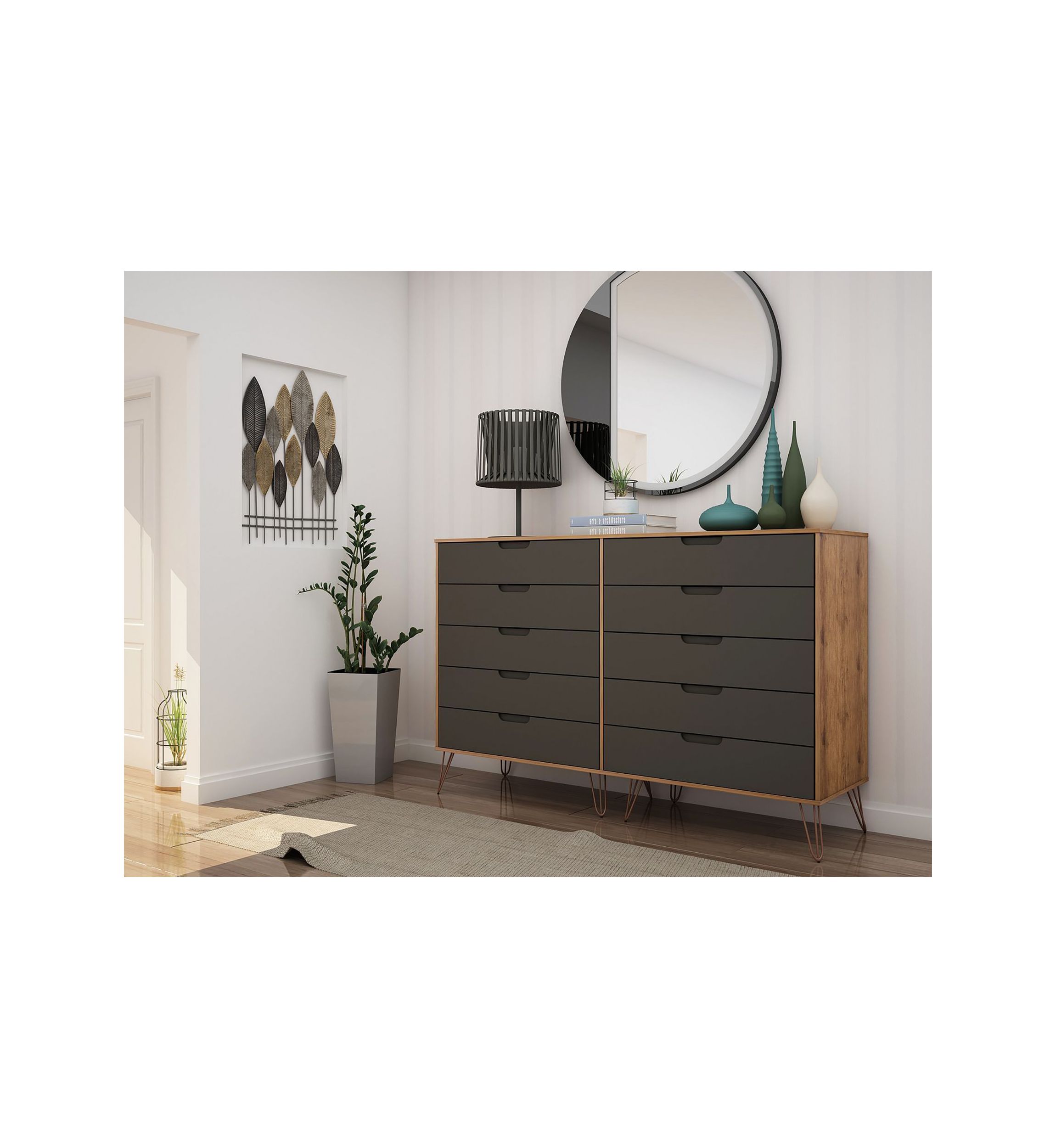 Rockefeller 10-Drawer Double Tall Dresser