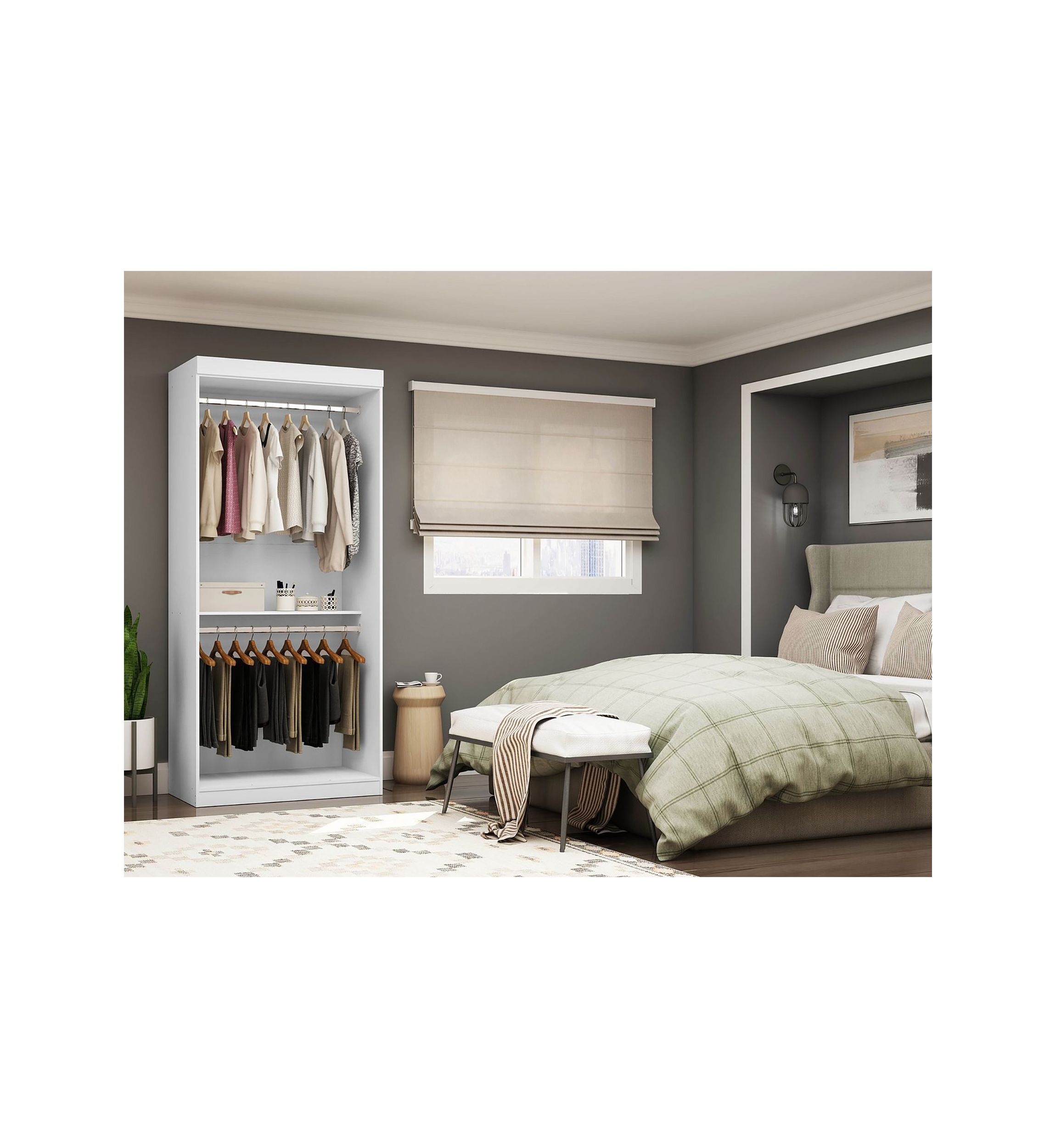 Mulberry 35.9 Open Double Hanging Wardrobe Closet