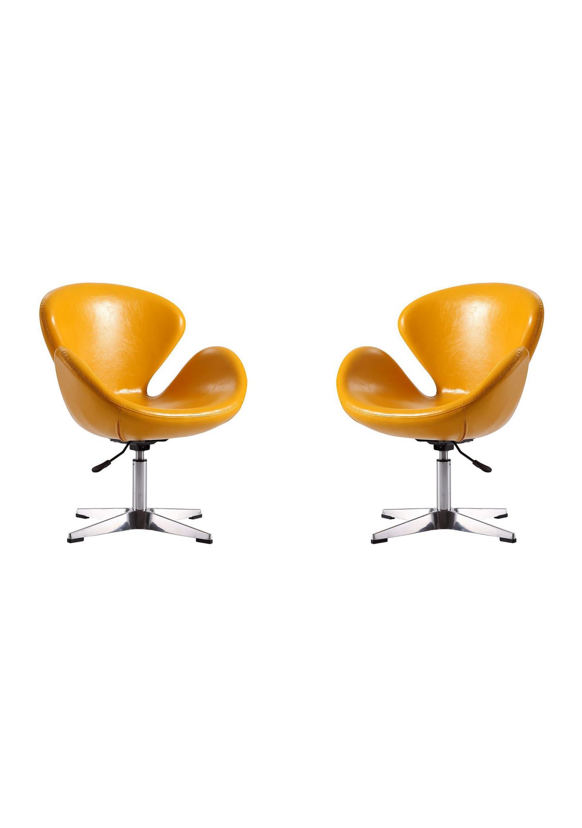 Raspberry Faux Leather Adjustable Swivel Chair -Set of 2