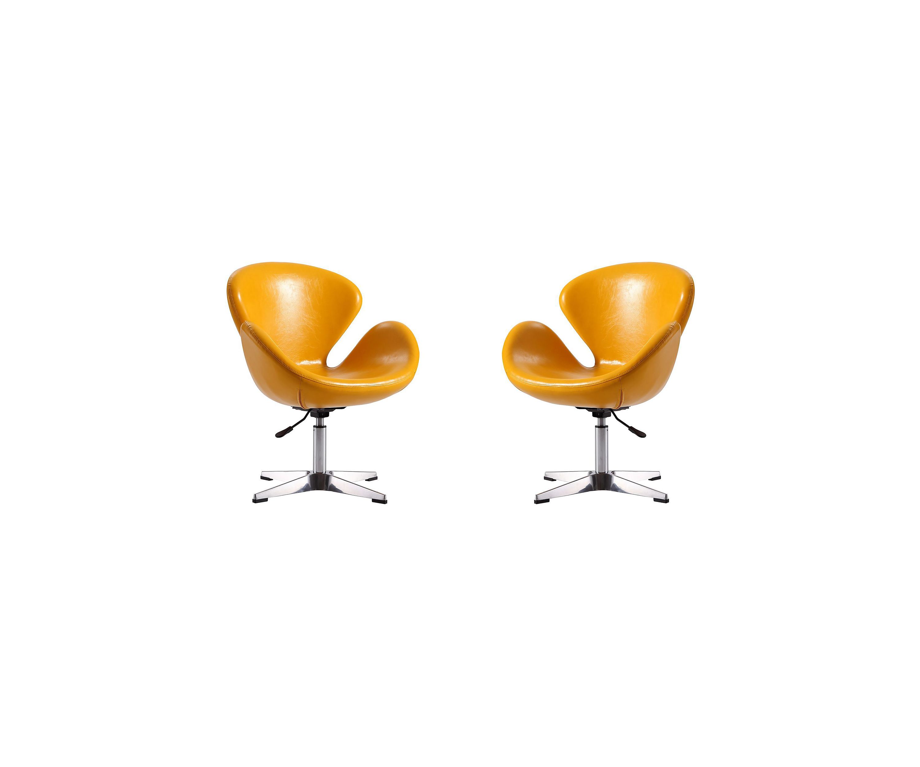Raspberry Faux Leather Adjustable Swivel Chair -Set of 2