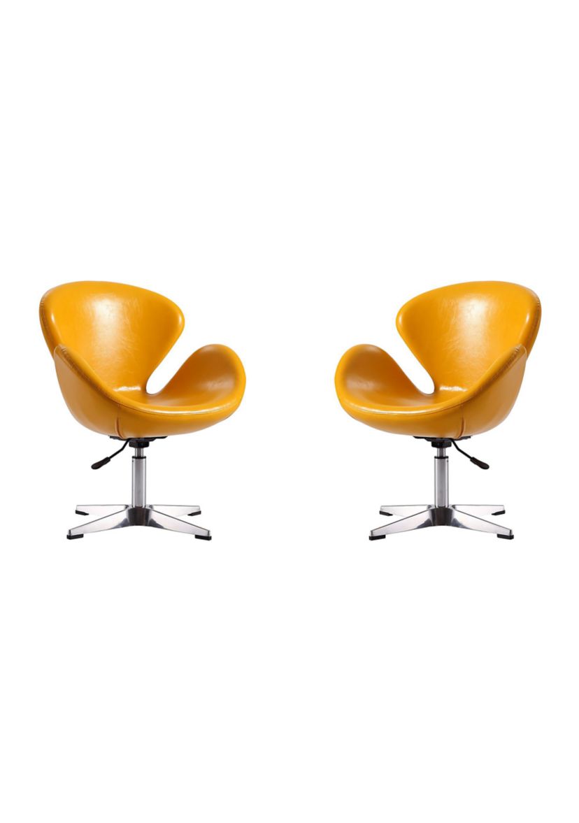 Raspberry Faux Leather Adjustable Swivel Chair -Set of 2