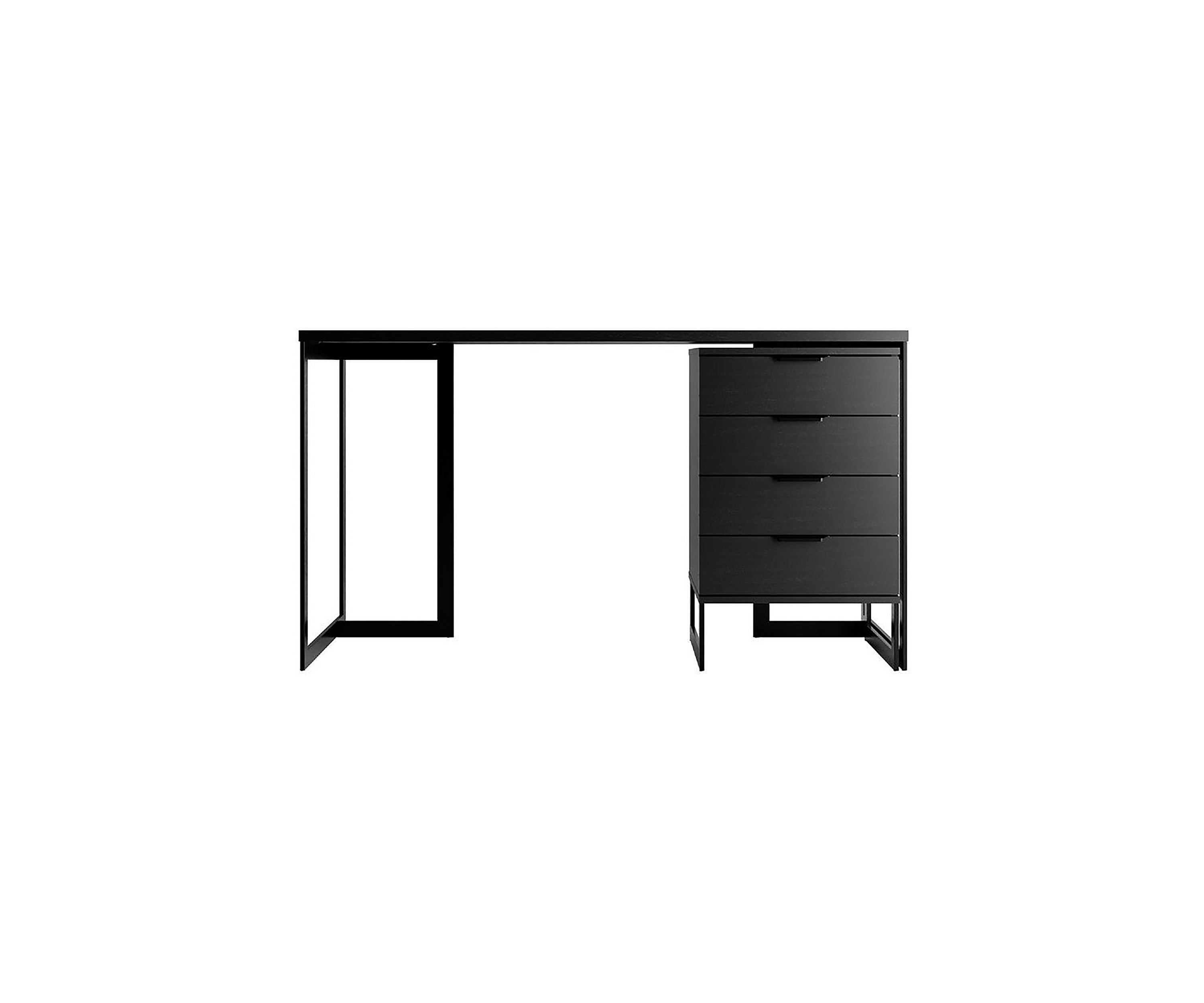 2-Piece Lexington Desk with Drawers in Black