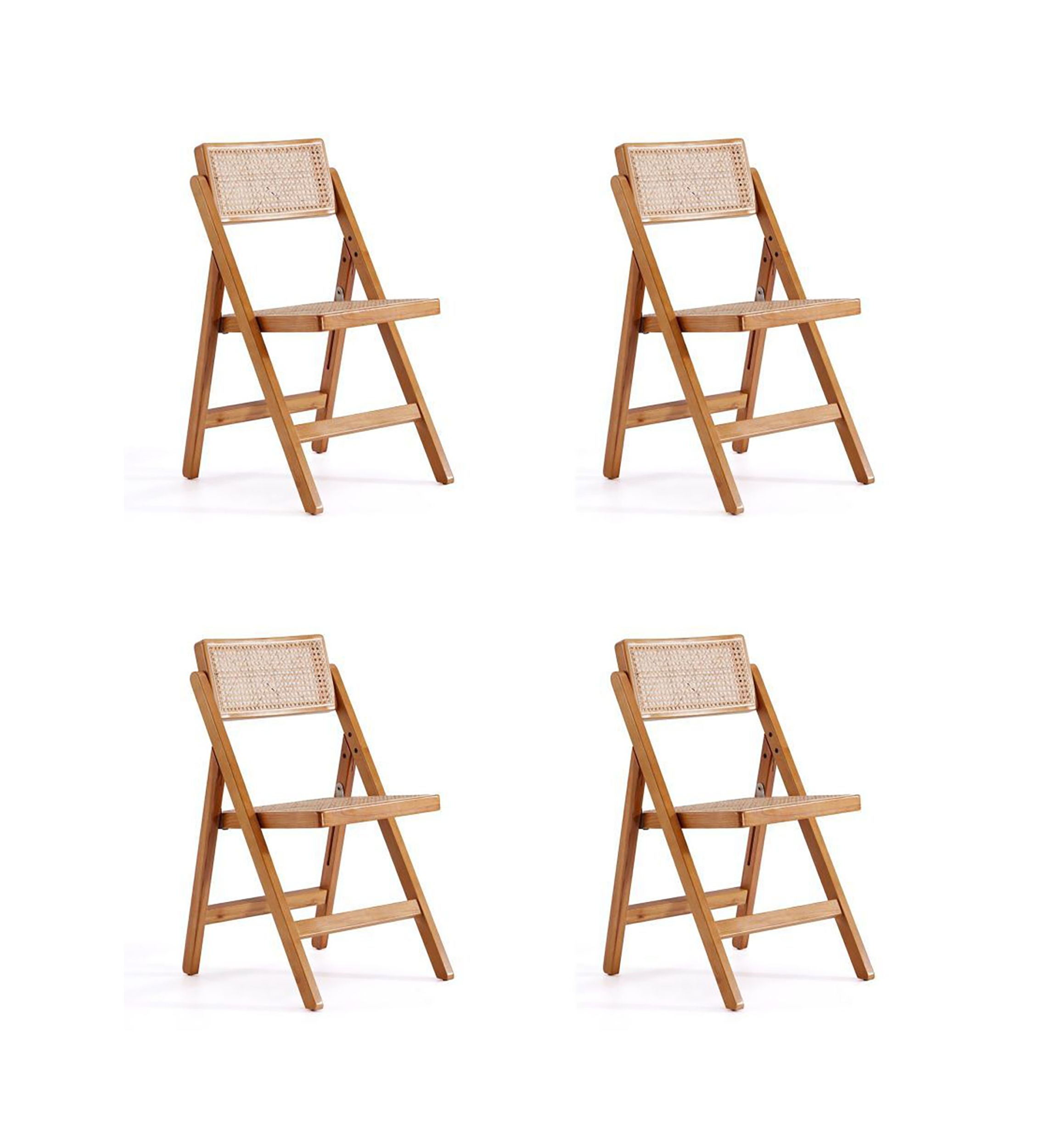 Pullman Cane Dining Folding Chair - Set of 4