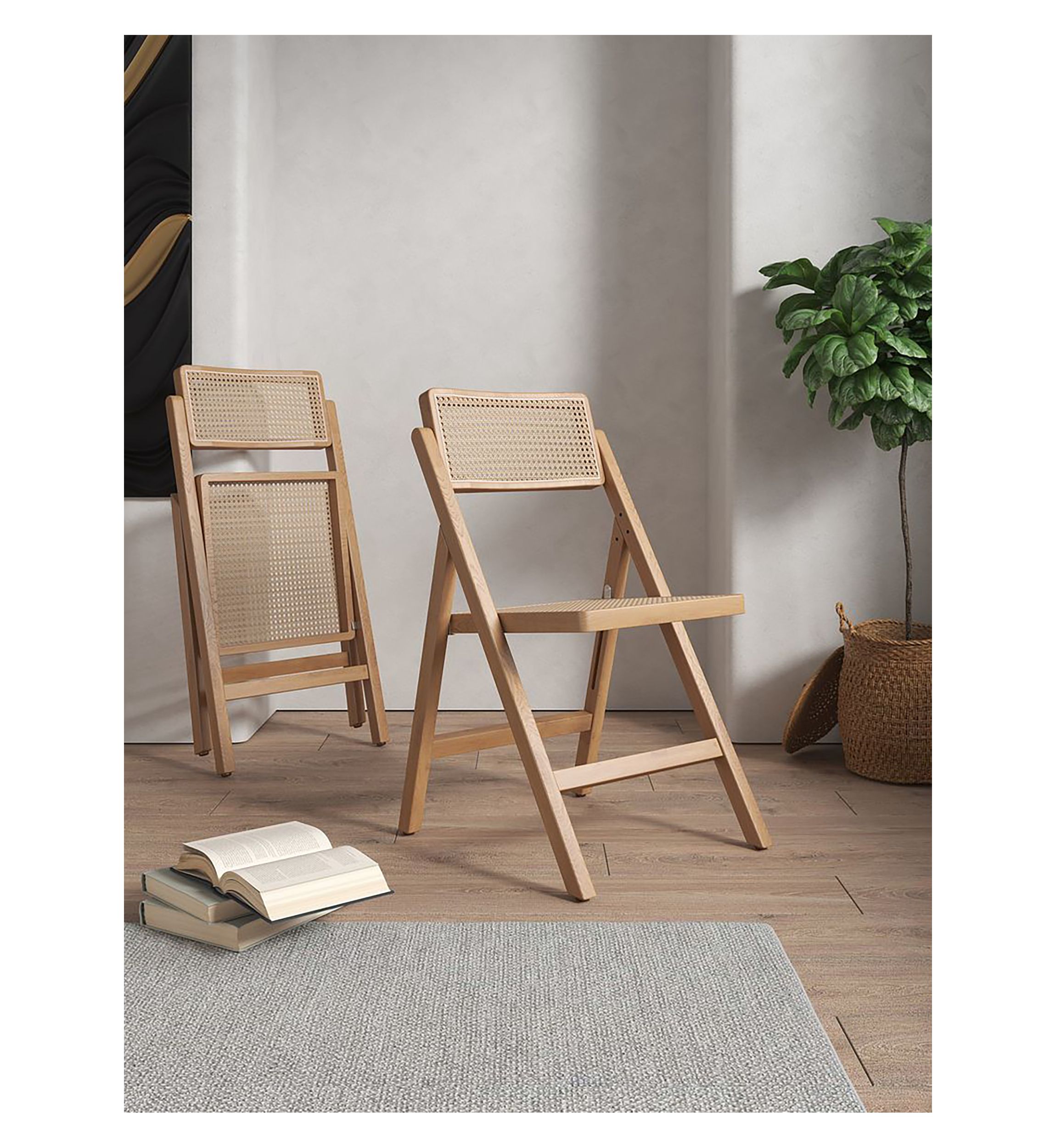 Pullman Cane Dining Folding Chair - Set of 4