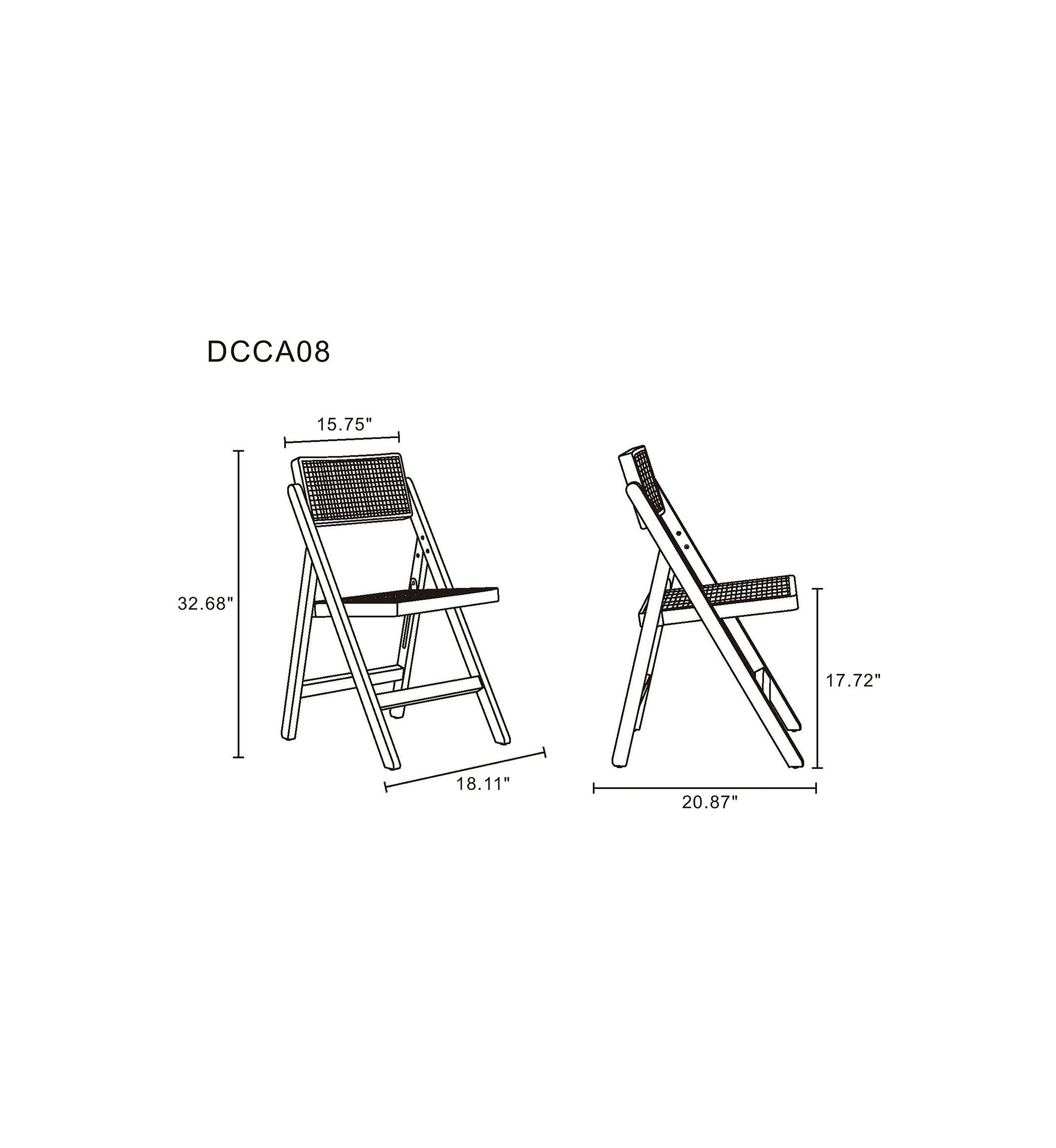 Pullman Cane Dining Folding Chair - Set of 4
