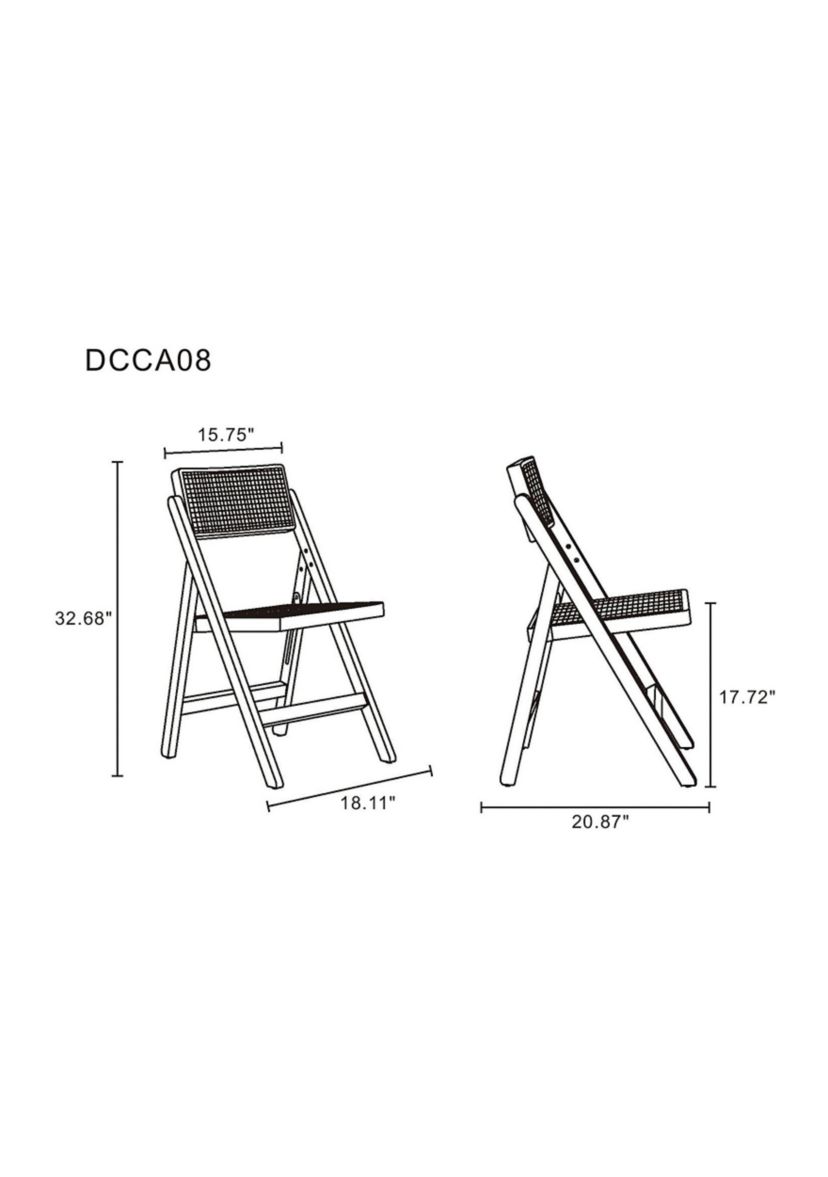 Pullman Cane Dining Folding Chair - Set of 4