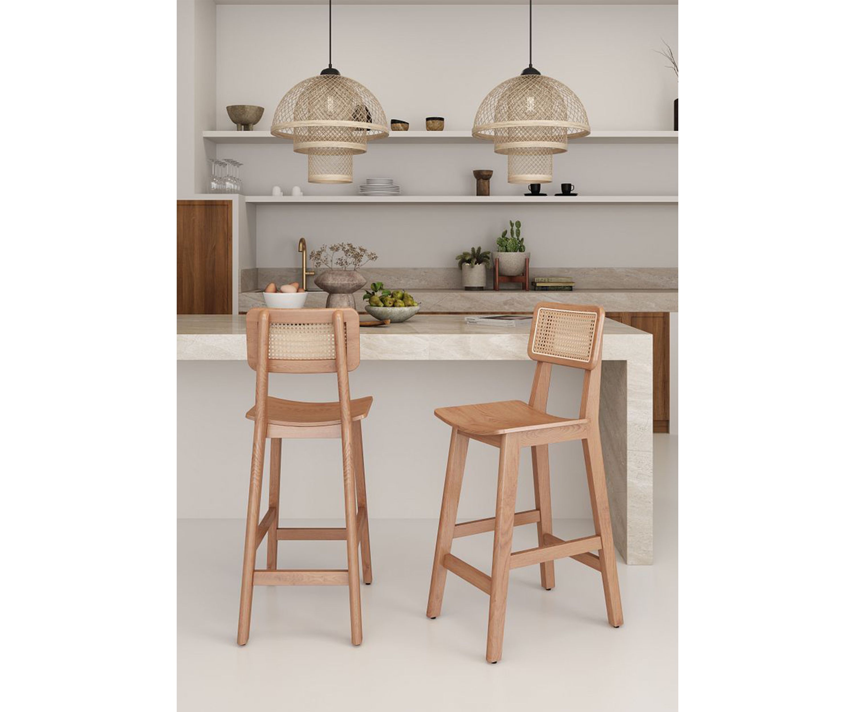 Versailles Cane Counter Stool - Set of 2