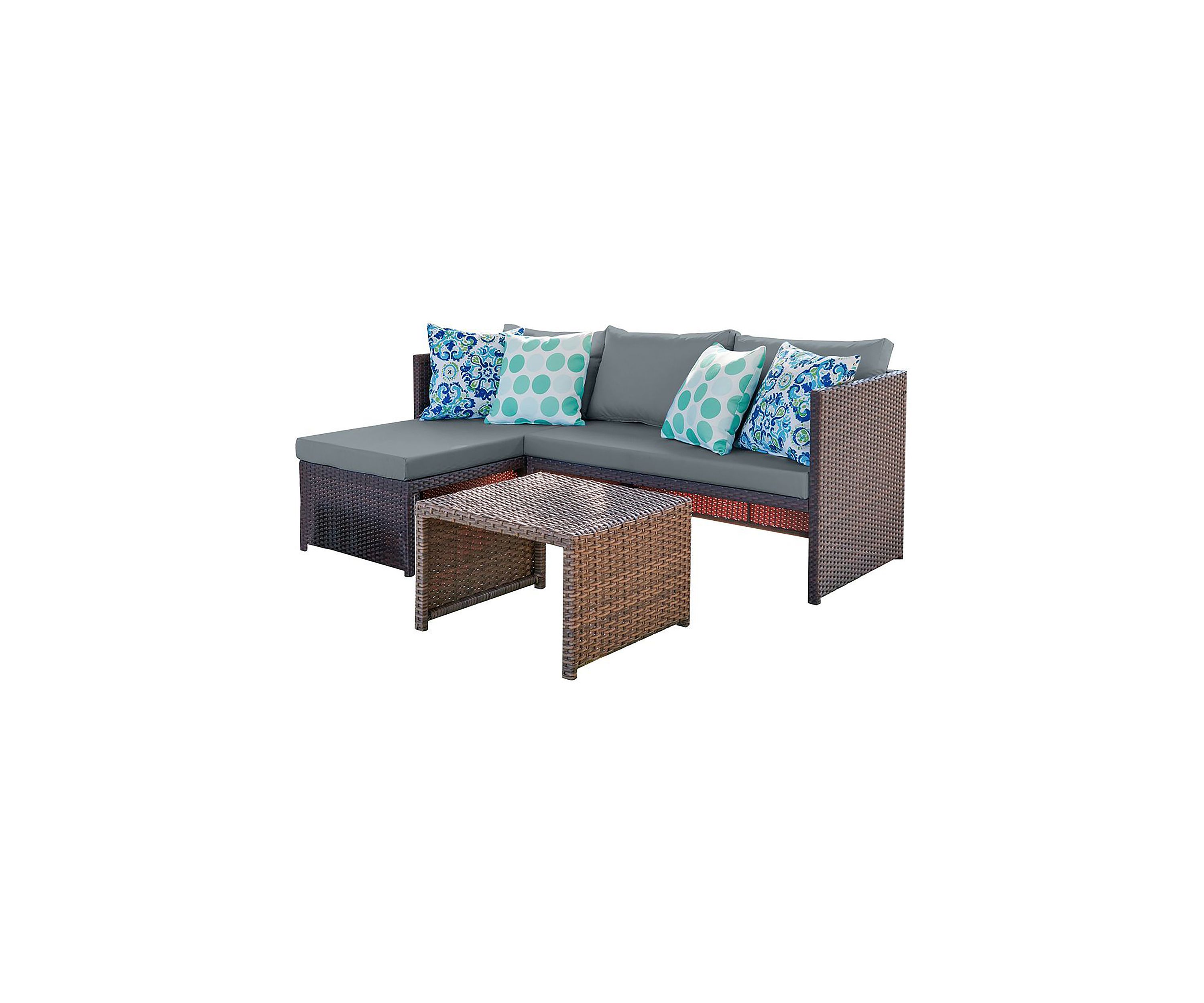 Menton Patio 2-Seater and Lounge Chair with Coffee Table