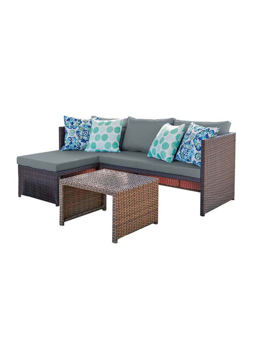 Menton Patio 2-Seater and Lounge Chair with Coffee Table