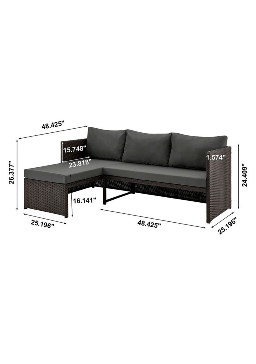 Menton Patio 2-Seater and Lounge Chair with Coffee Table