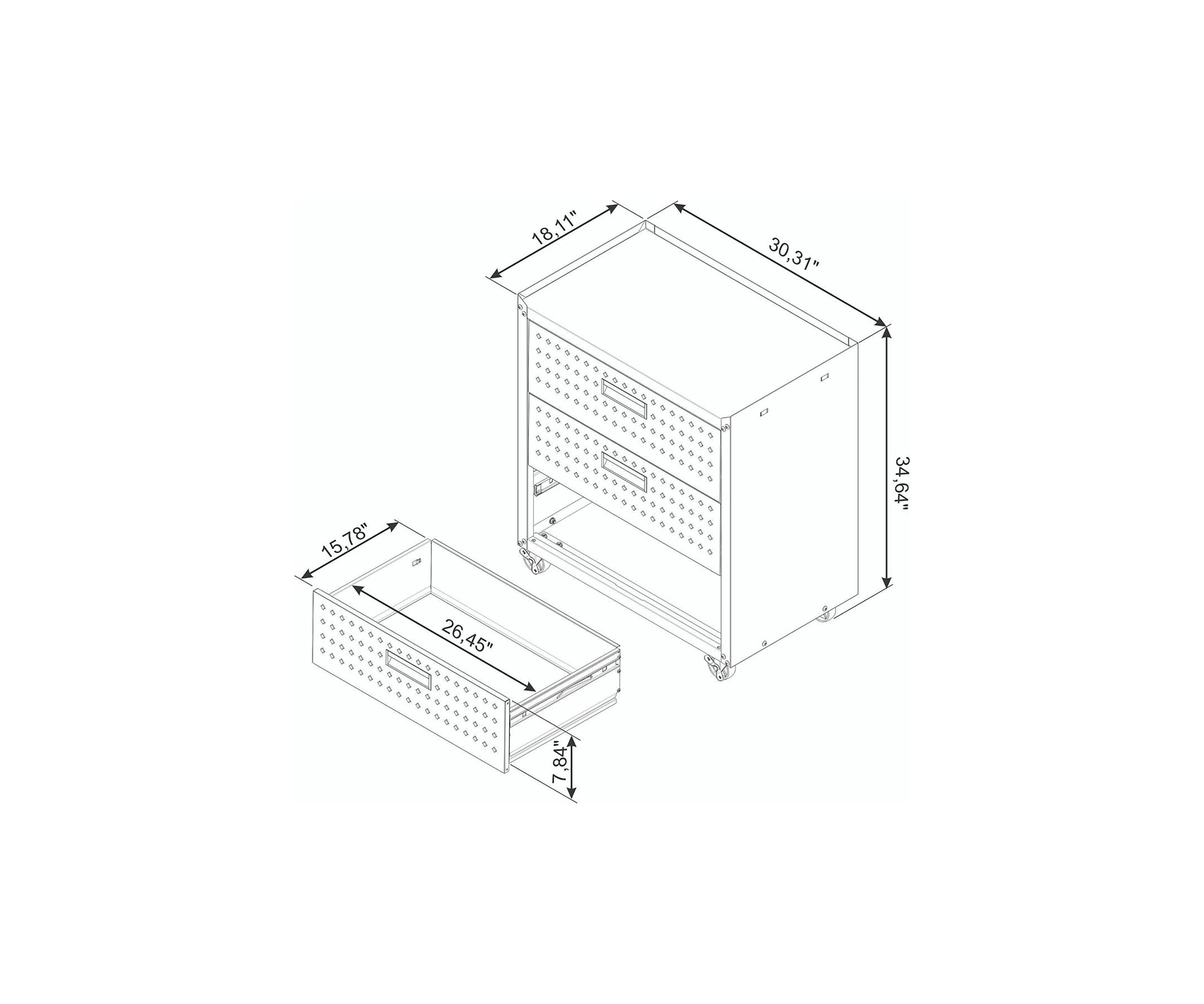 Fortress 31.5" Mobile Garage Chest with Drawers