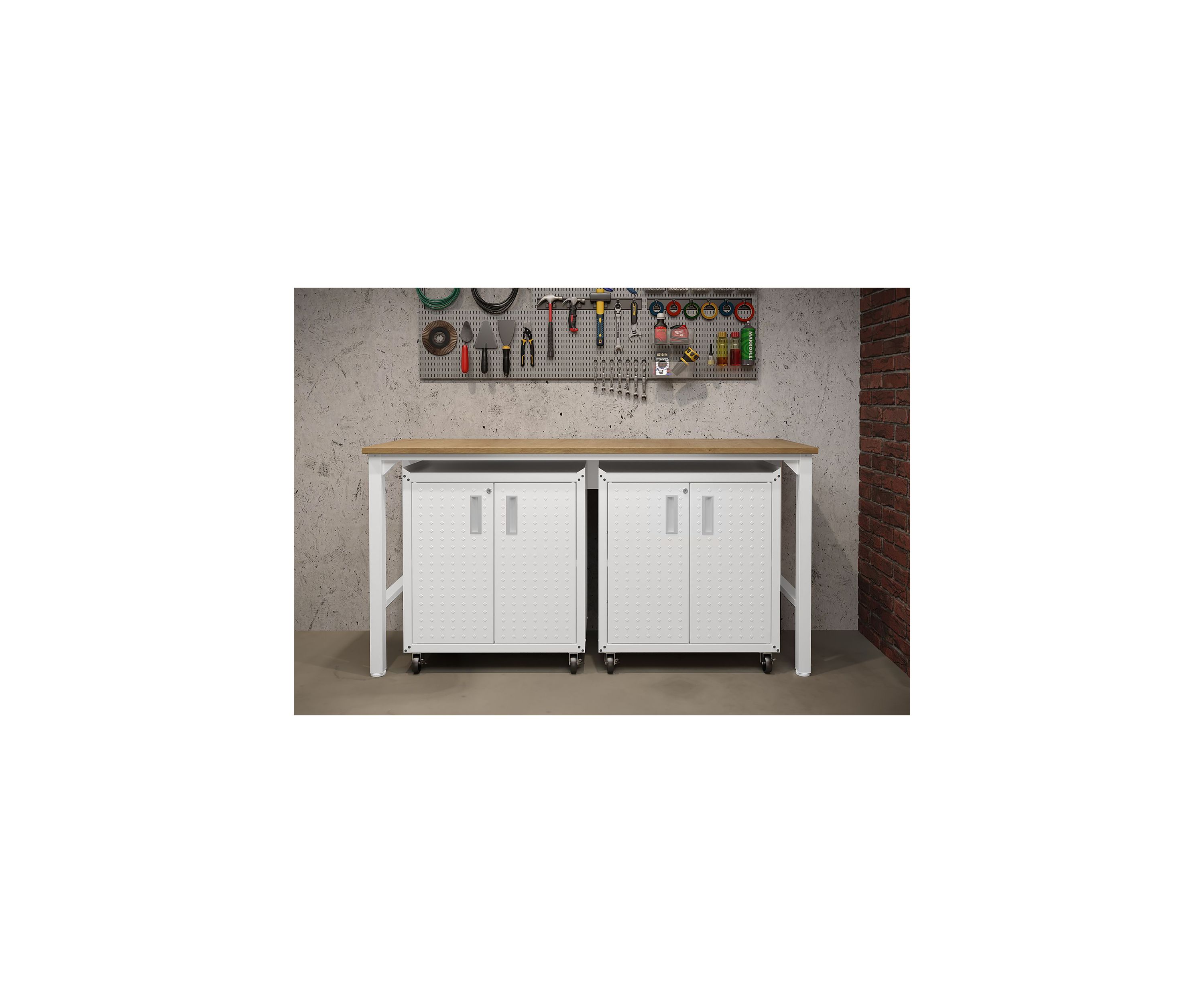3-Piece Fortress Mobile Space-Saving Garage Cabinet and Worktable 1.0