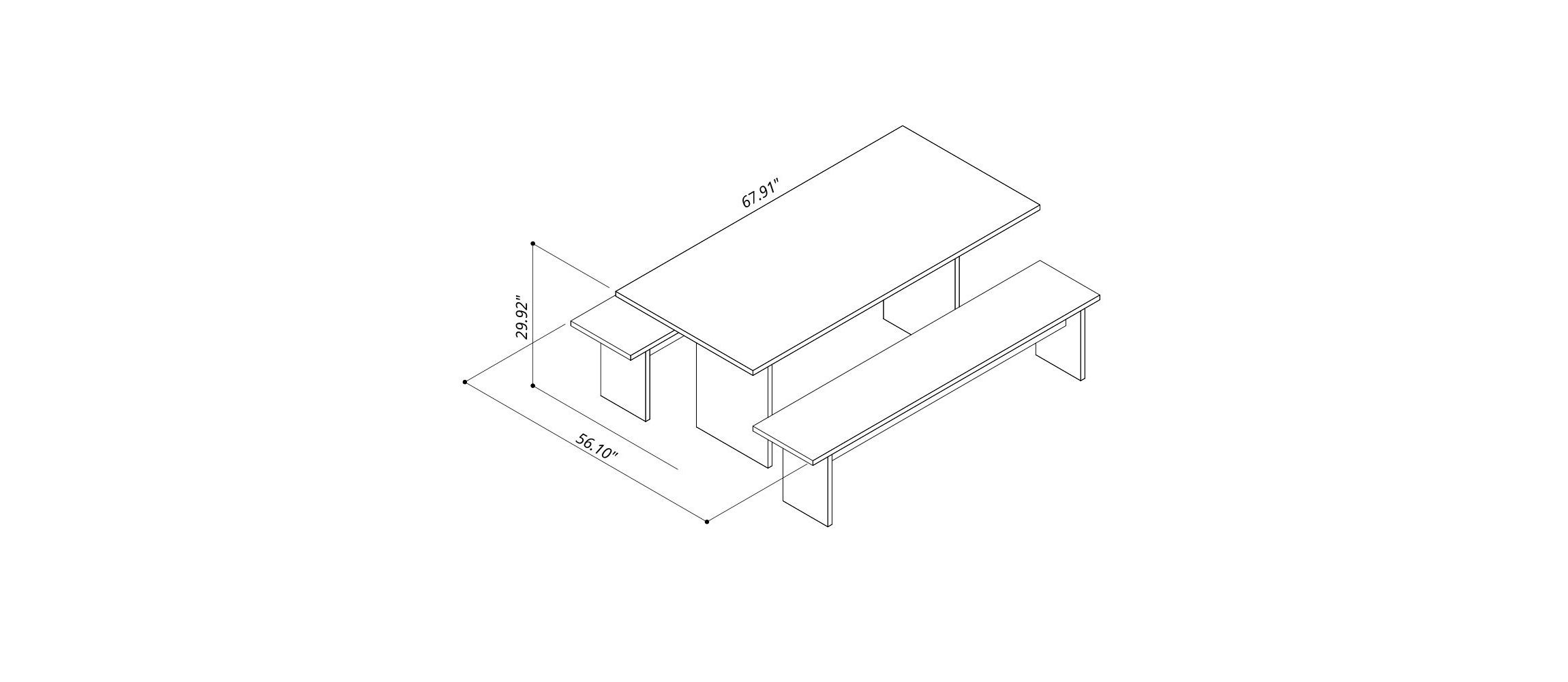 NoMad 67.91 Dining Set of 3