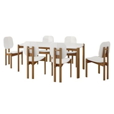 Manhattan Comfort Gales 70.87 Dining Table Set of 7, White