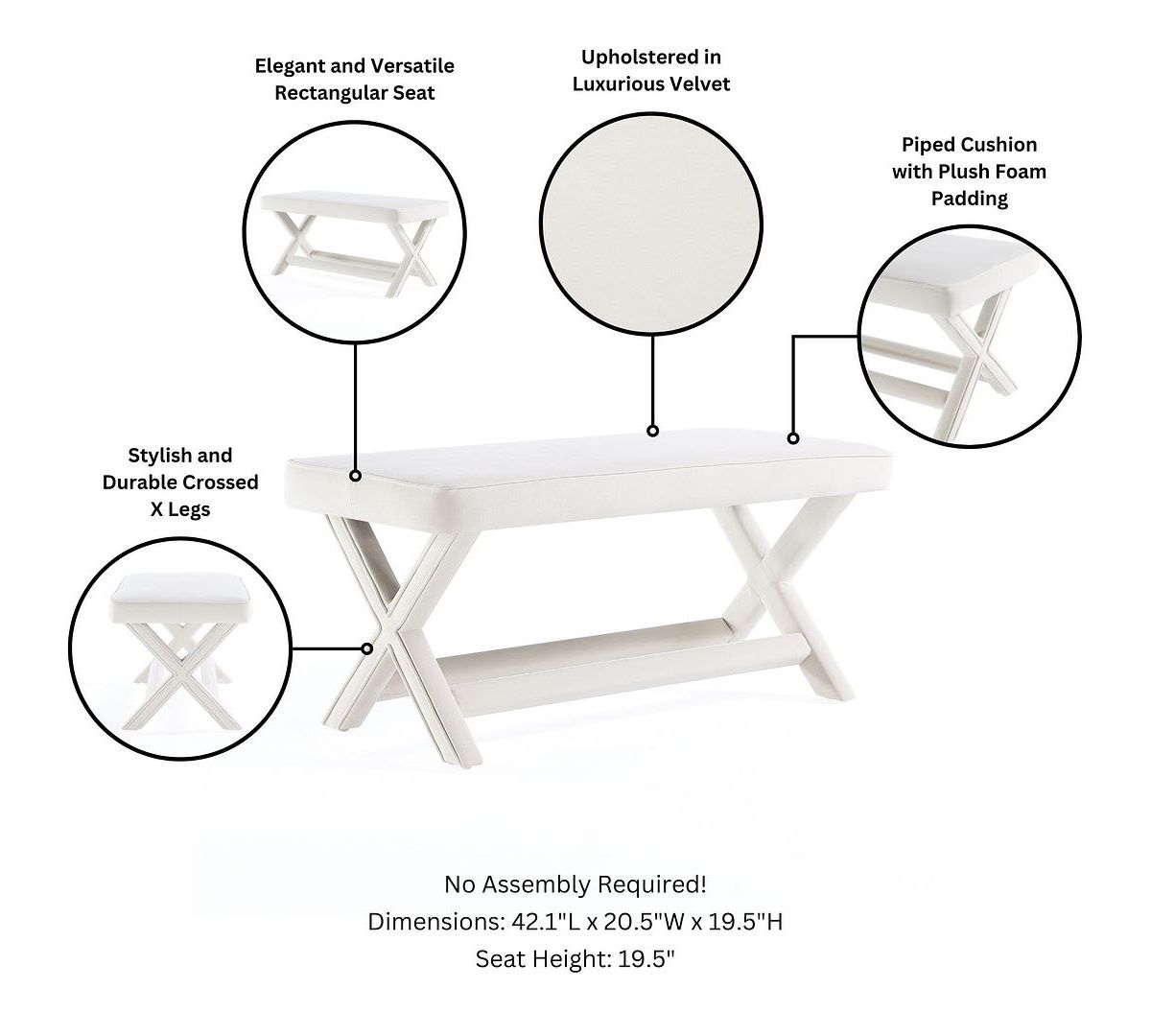 Abigail Double Ottoman Bench