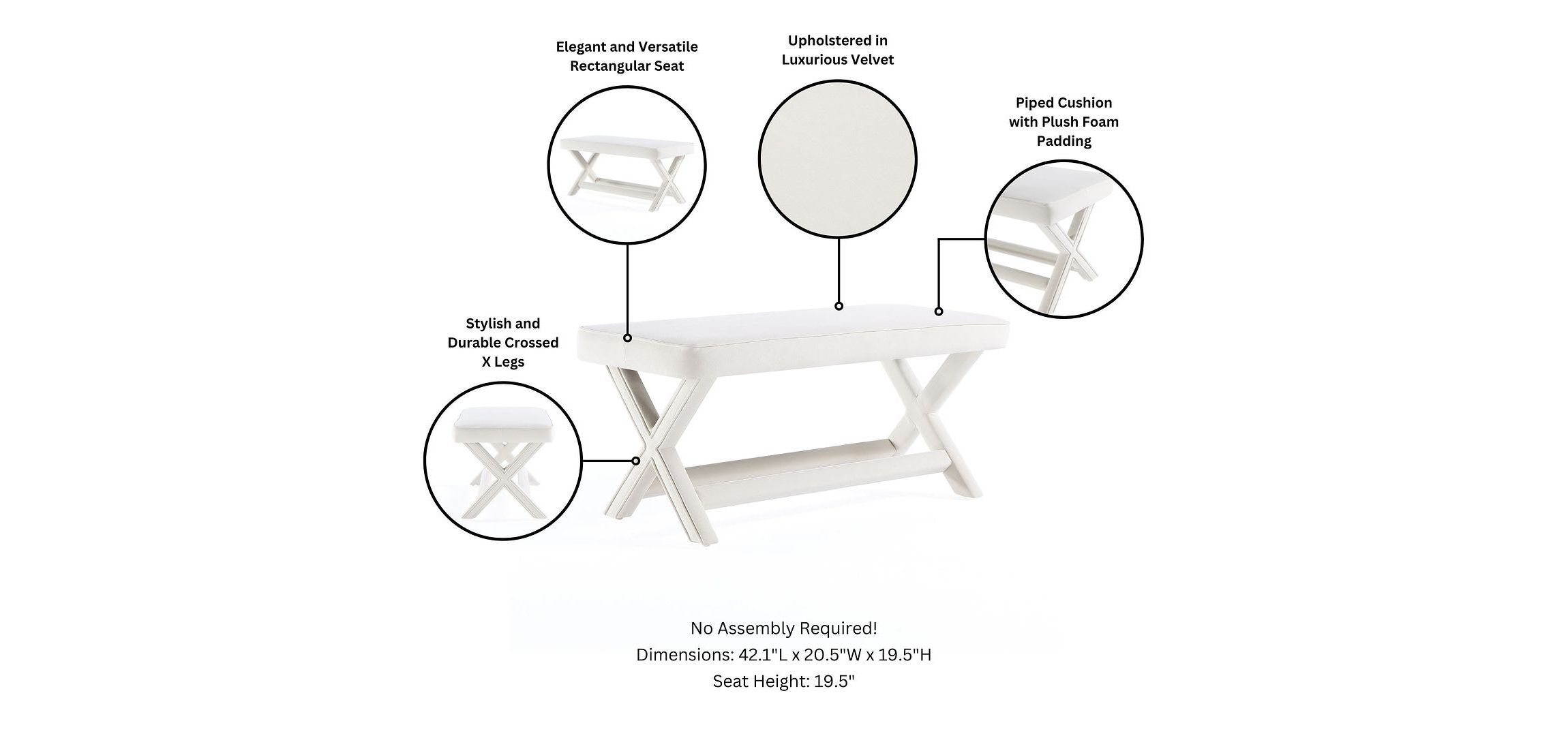 Abigail Double Ottoman Bench