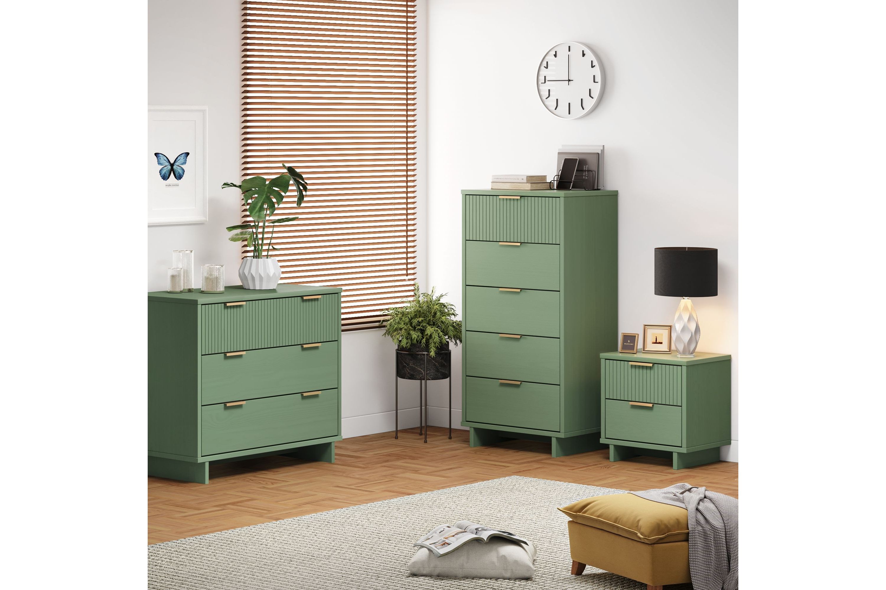 Granville 3 Piece Dresser Set - Tall Narrow, Standard Dresser and Nightstand