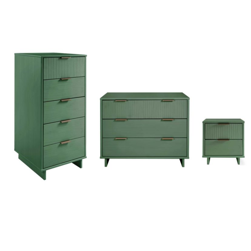 Granville 3 Piece Dresser Set - Tall Narrow, Standard Dresser and Nightstand