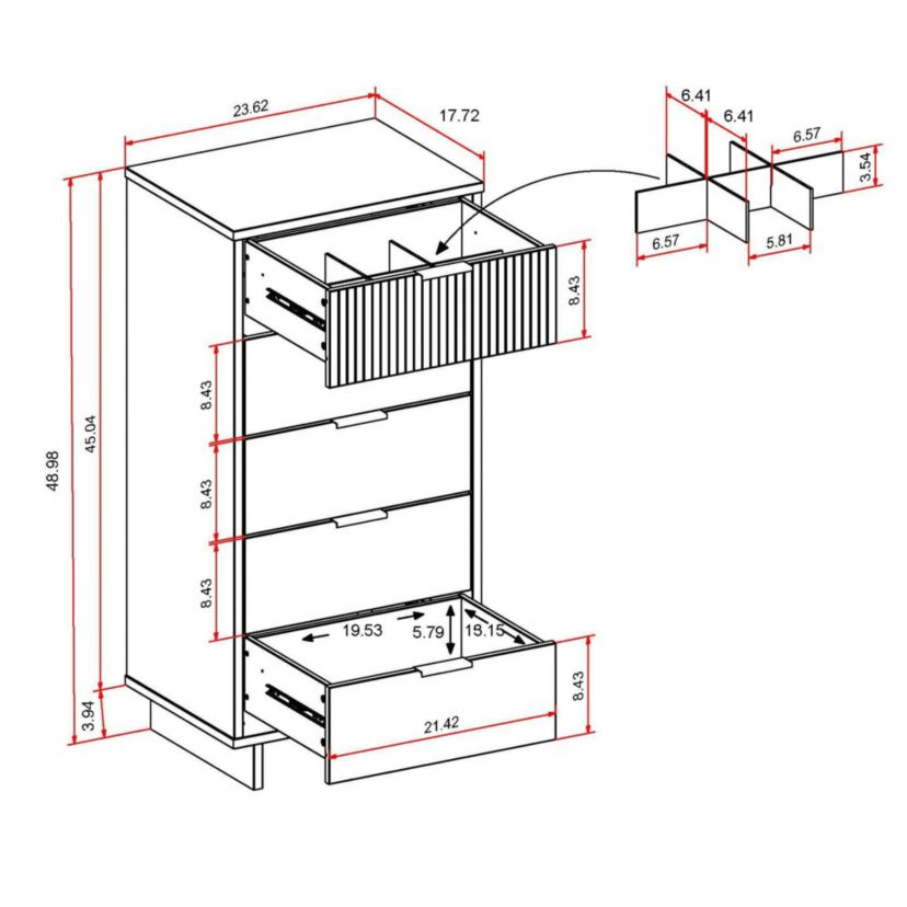 Granville 2 Piece - Tall Narrow and Standard Dresser