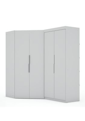 Manhattan Comfort Mulberry 3.0 Sectional Corner Wardrobe Closet - Set of 2 in Tatiana Midnight Blue, White -  0810025593544