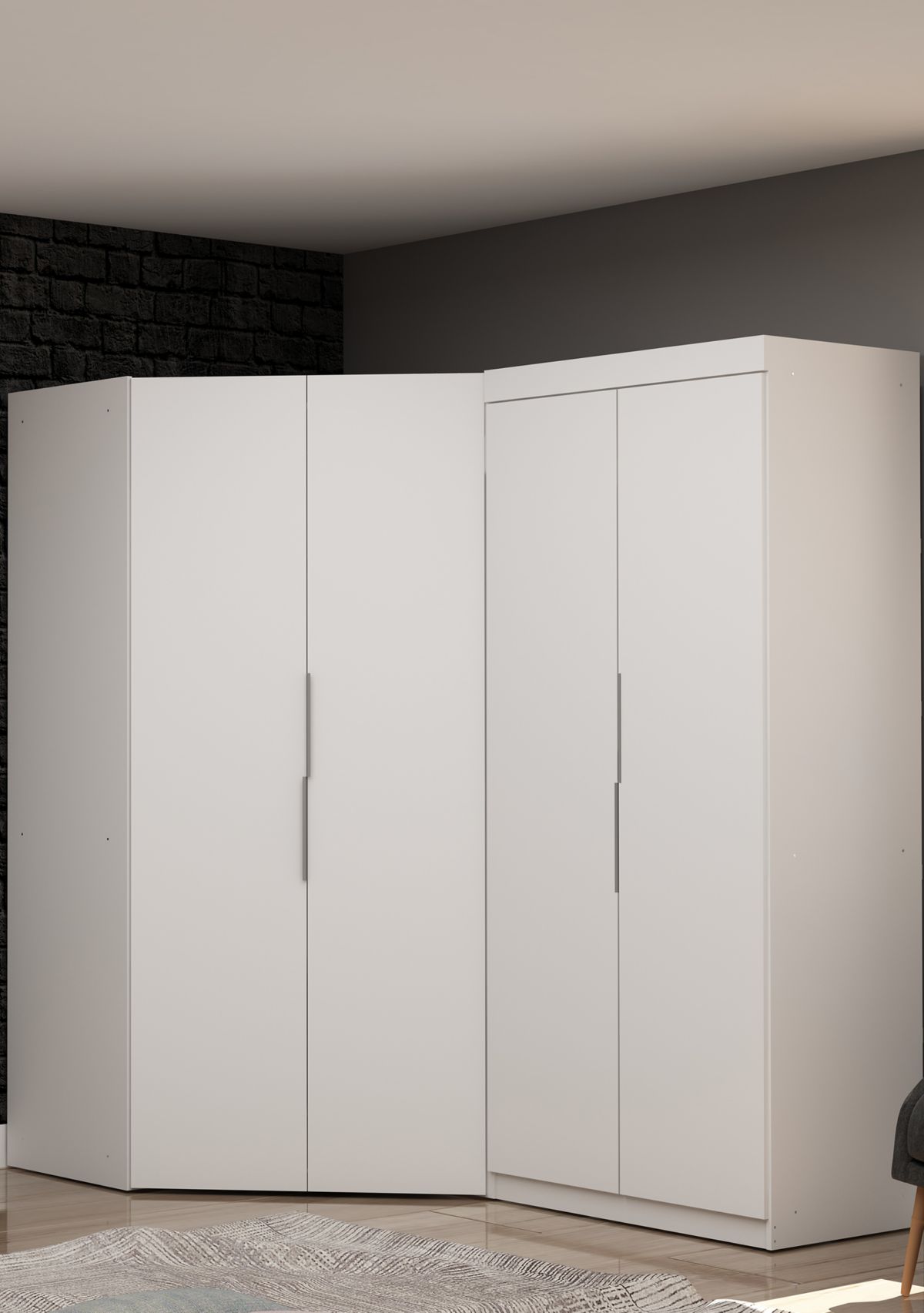 Mulberry 3.0 Sectional Corner Wardrobe Closet - Set of 2 in Tatiana Midnight Blue