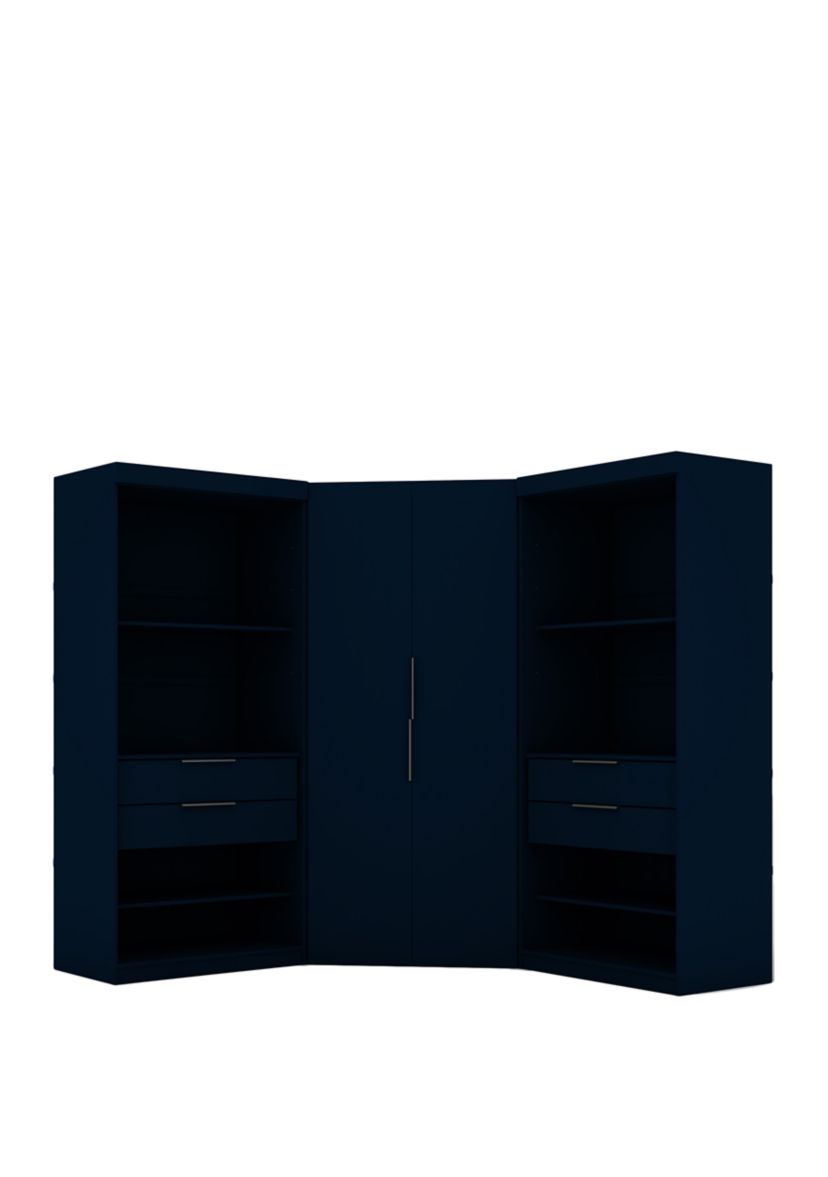 Mulberry 2.0 Semi Open 3 Sectional Corner Closet - Set of 3 in Tatiana Midnight Blue