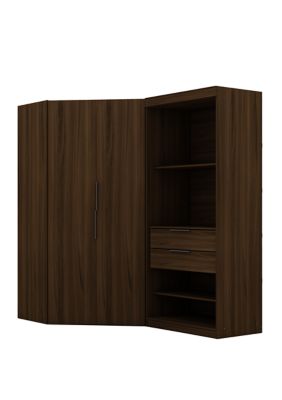 Manhattan Comfort Mulberry 2.0 Semi Open 2 Sectional Corner Closet - Set of 2 in Brown -  0810025594466