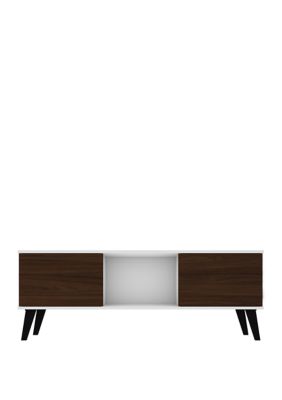 Manhattan Comfort Doyers 53.15" TV Stand in White and Nut Brown