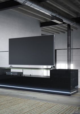 Vanderbilt 85.43" TV Stand Black Gloss and Matte