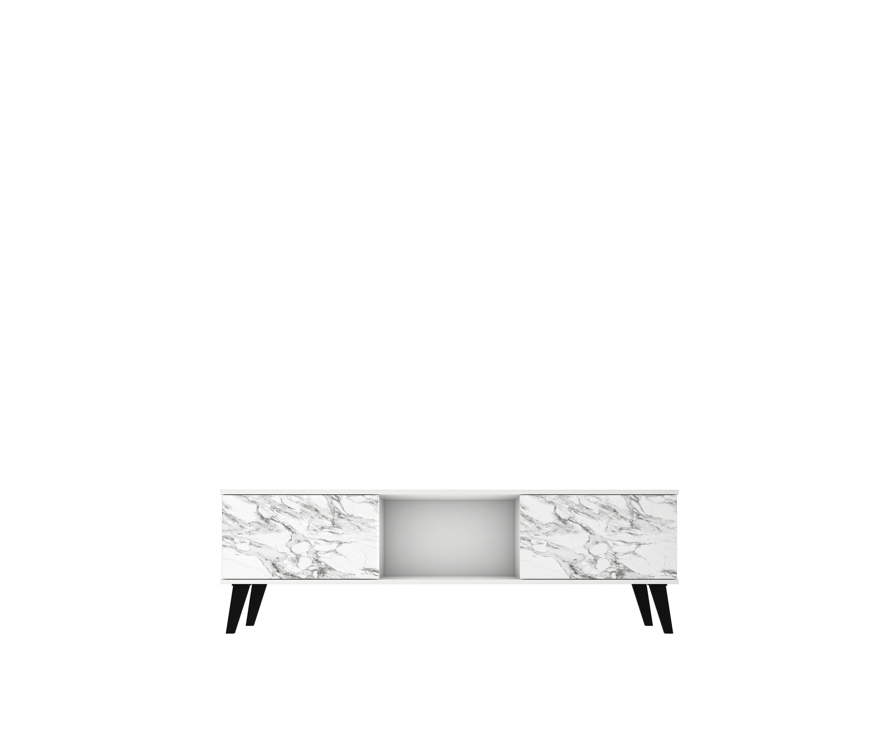 Doyers 62.20" TV Stand in White and Marble Stamp