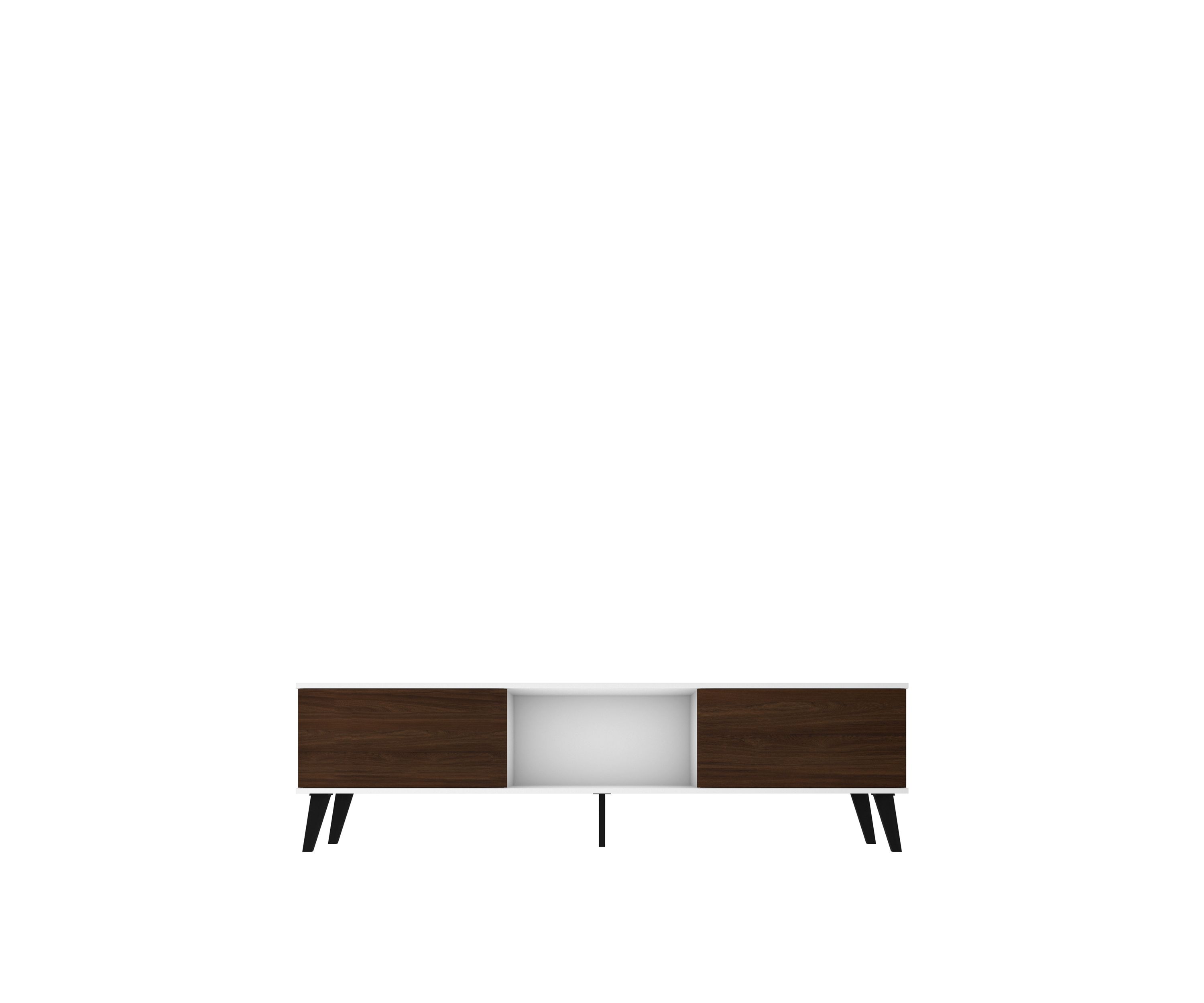 Doyers 70.87" TV Stand in White and Nut Brown