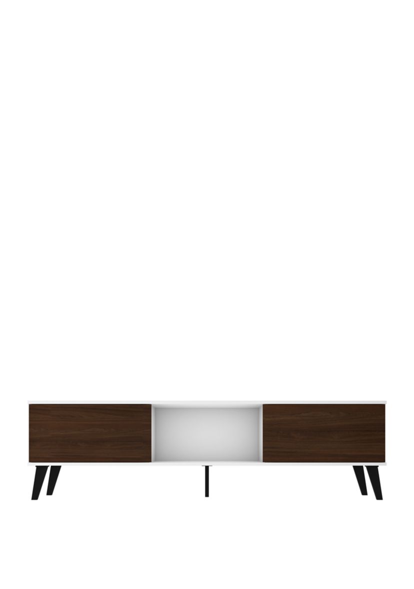 Doyers 70.87" TV Stand in White and Nut Brown