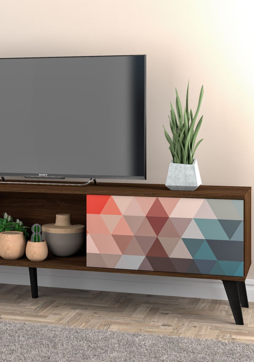Doyers 70.87" TV Stand in Multi Color Red and Blue