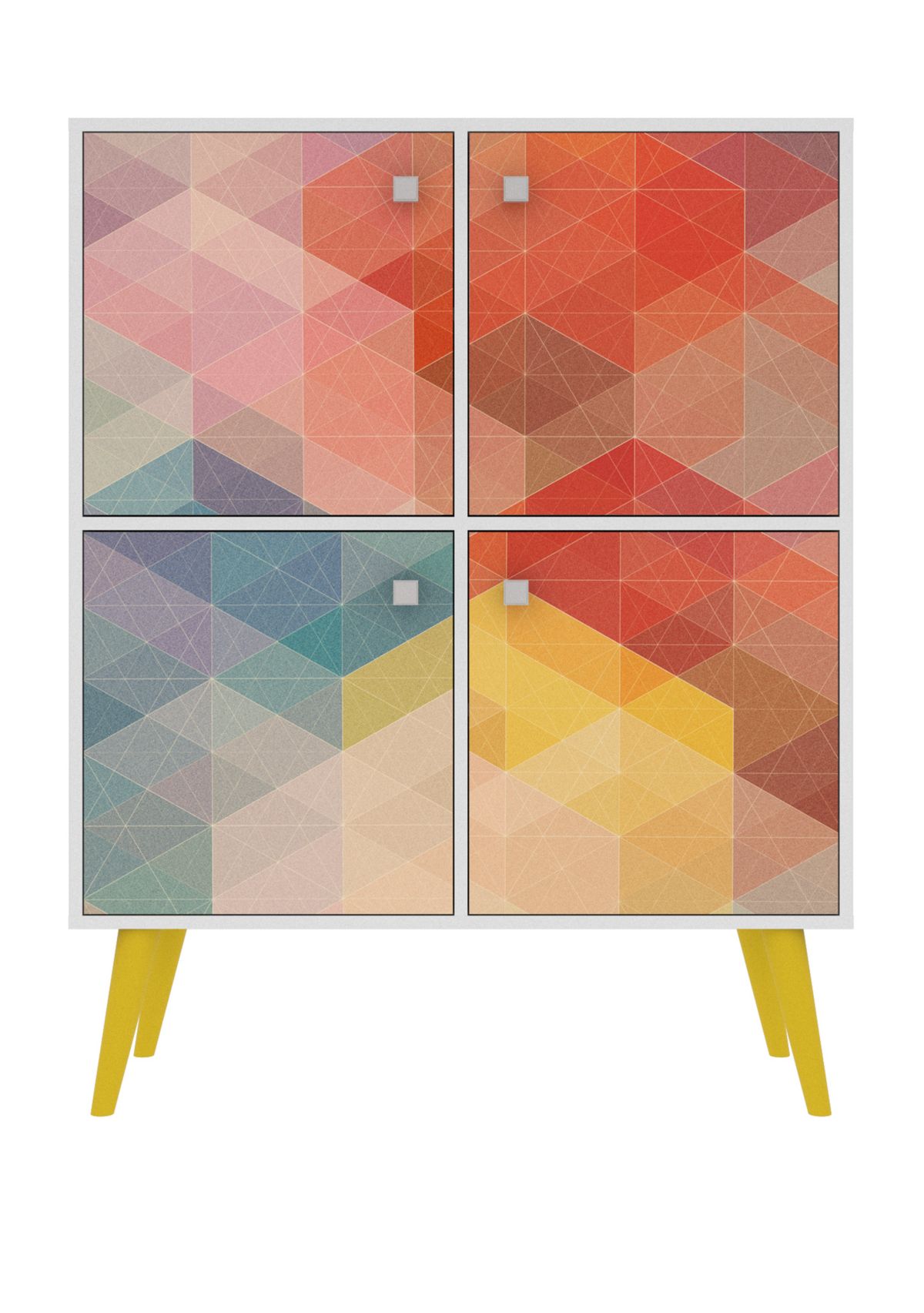 Avesta 45.28" High Double Cabinet in White, Color Stamp and Yellow